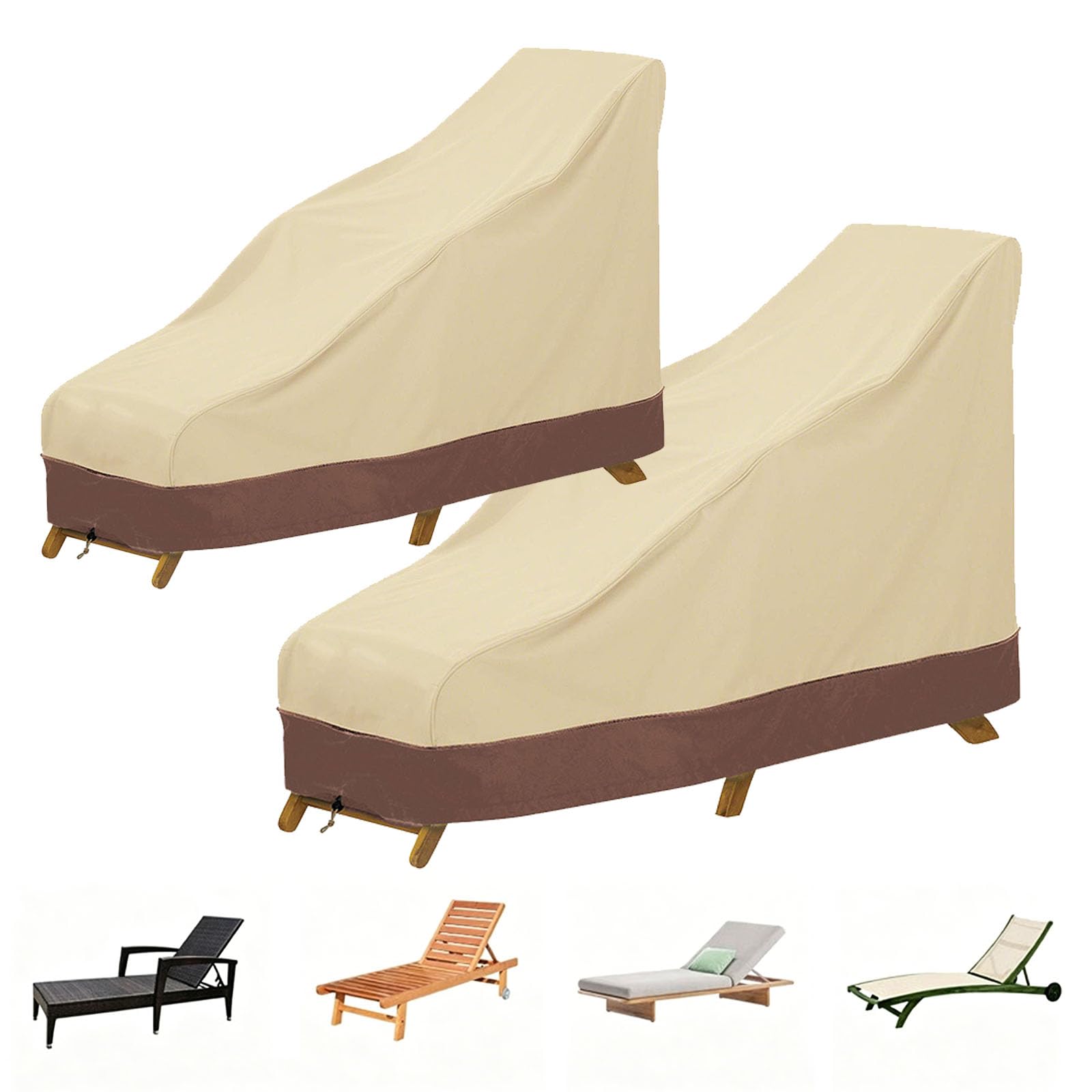 2pcs Sun Lounger Covers,Garden Sunbed Cover,Oxford Fabric Sun Lounger Covers Waterproof,Lounger Chair Cover Outdoor,Rattan Sun Loungers Outdoor Furn(Size:218x86x79cm,Color:Coffee Brown-190T Polyester)
