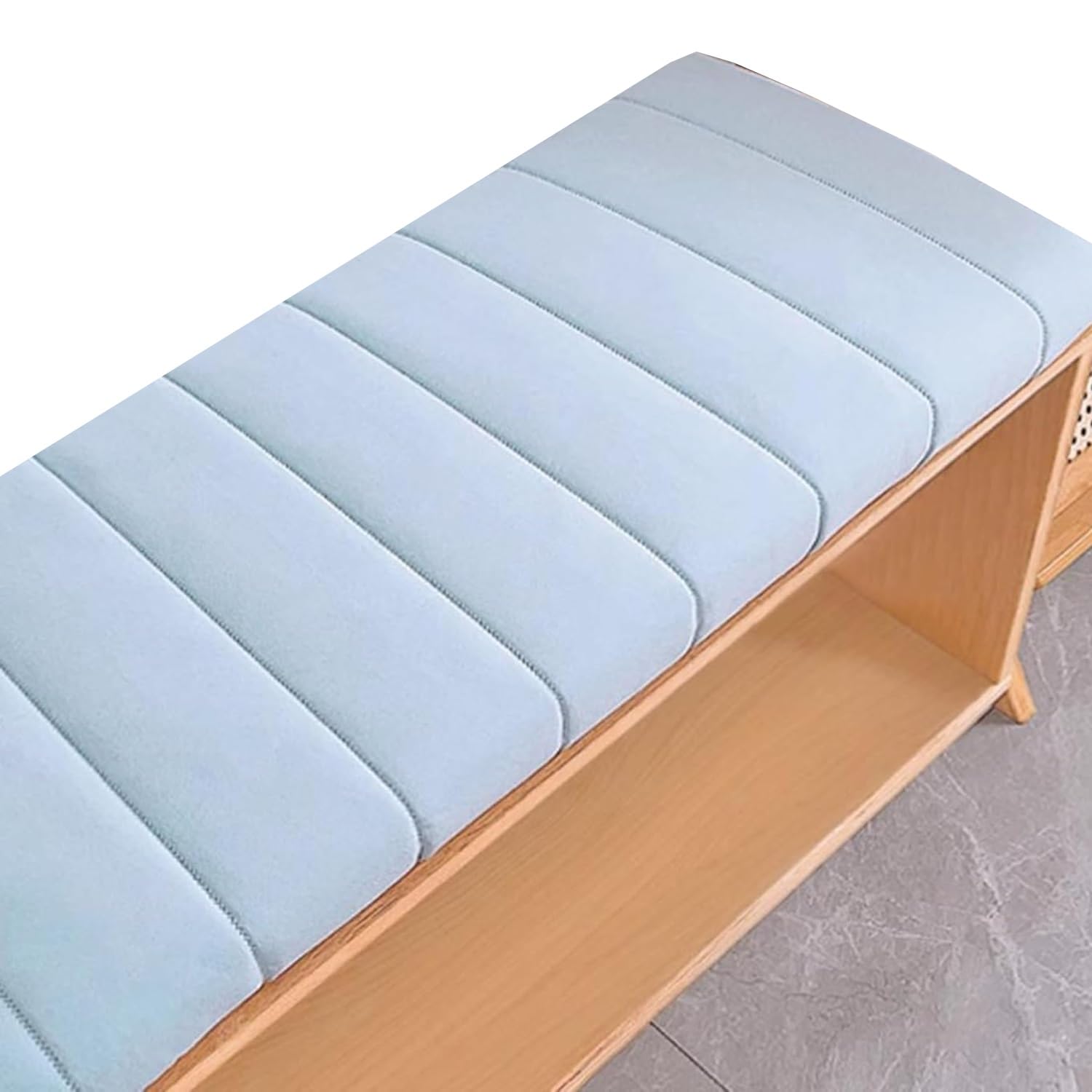 Yekuhe 4 cm Thick Bench Cushion 140/120/150/cm x 40cm 2/3 Seater Outdoor/Indoor Seat Cushion Washable, 45D High Resilience Foam, with Zipper(Light Blue,150x40cm/59x16in)
