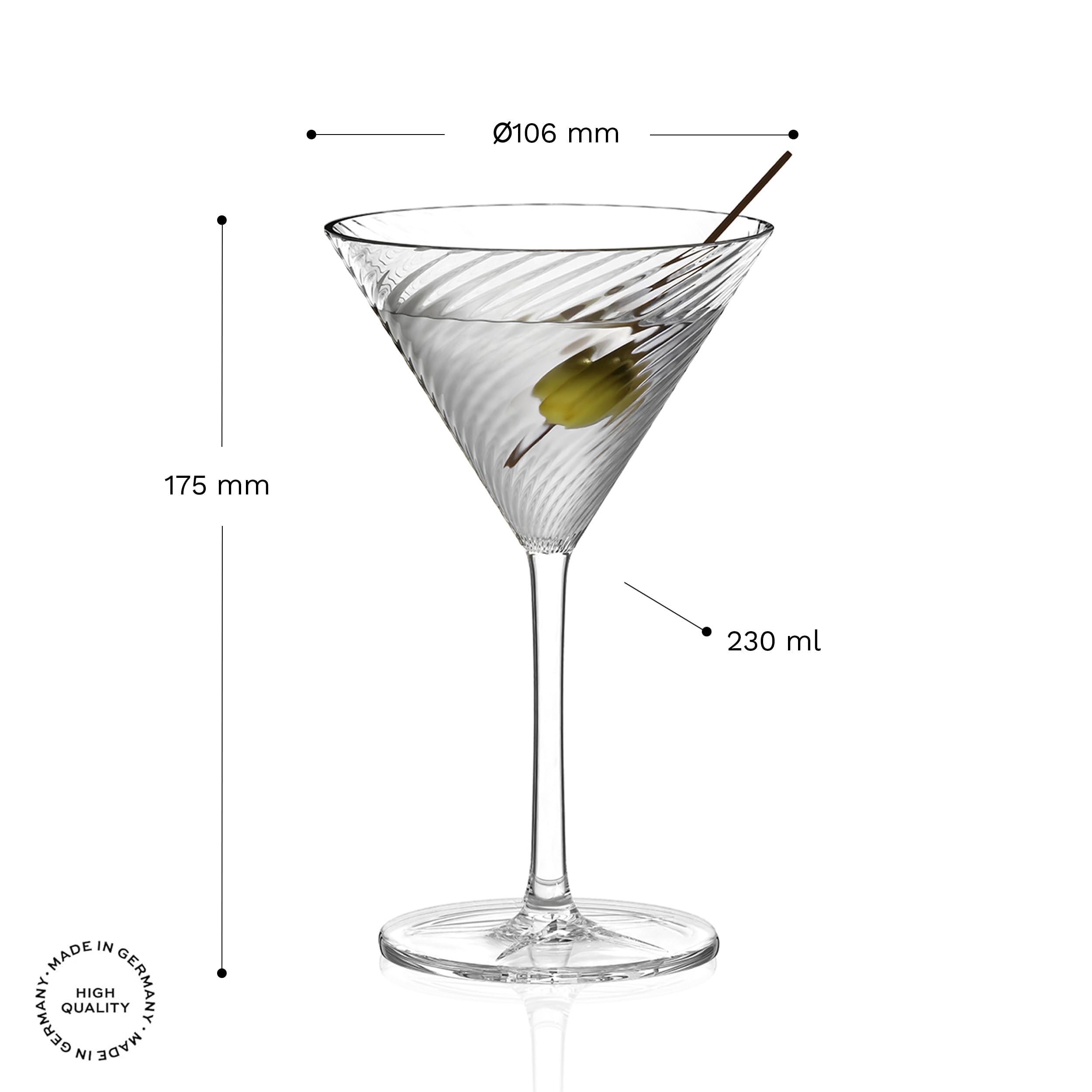 Stölzle Lausitz Berlin zestaw 6 misek koktajlowych 229 ml – eleganckie szklanki do koktajli ze szkła kryształowego w stylu art deco – szklanki do drinków idealne do Martini i krótkich drinków – nadają