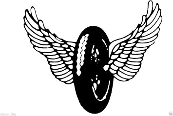 Winged Wheel Sticker Decal - Black Vinyl, Semi-Glossy, Waterproof, UV Resistant, Custom Style for Laptop, Car, Motorcycle, Bicycle & More - 3 in. x 2.5 in.