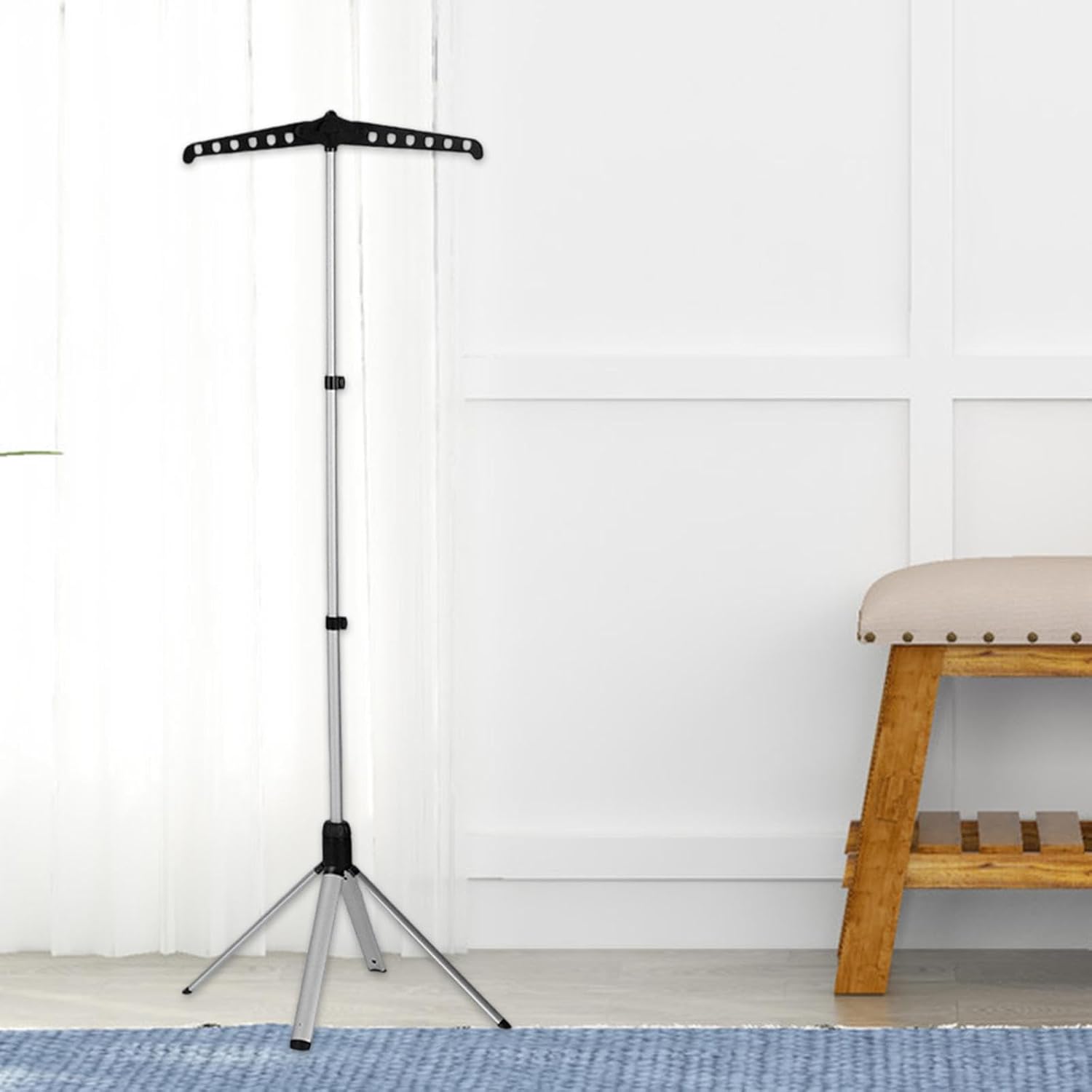 Garment Steamer Stand, Clothing Display Stand, Portable, Black
