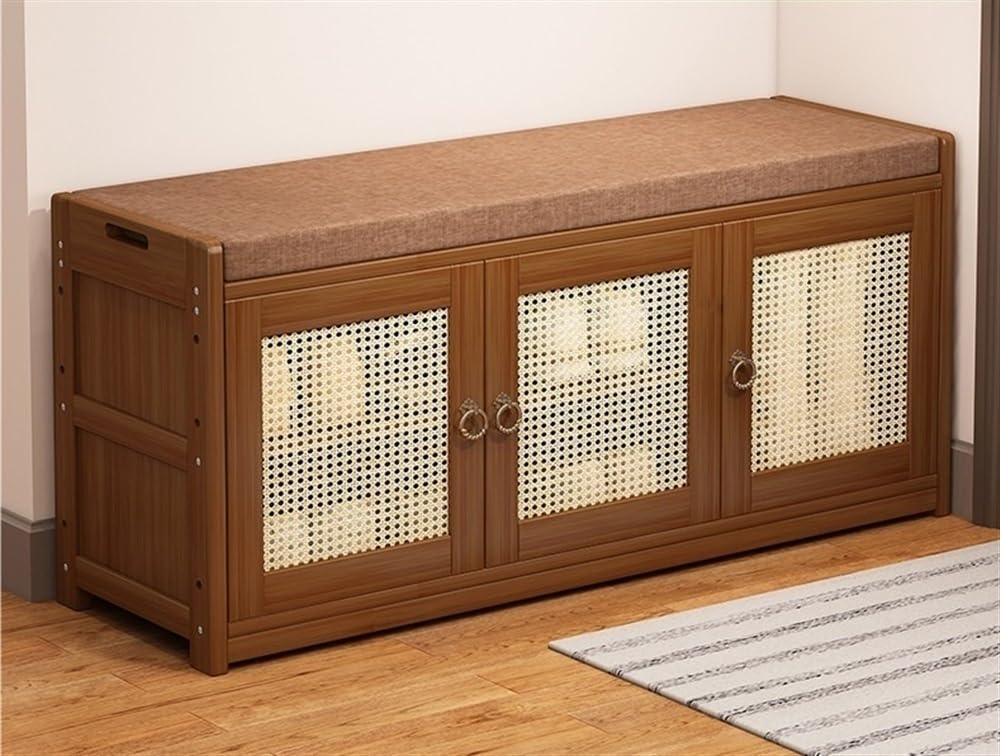 Meuble d'entrée compact en bambou pour organiser vos chaussures