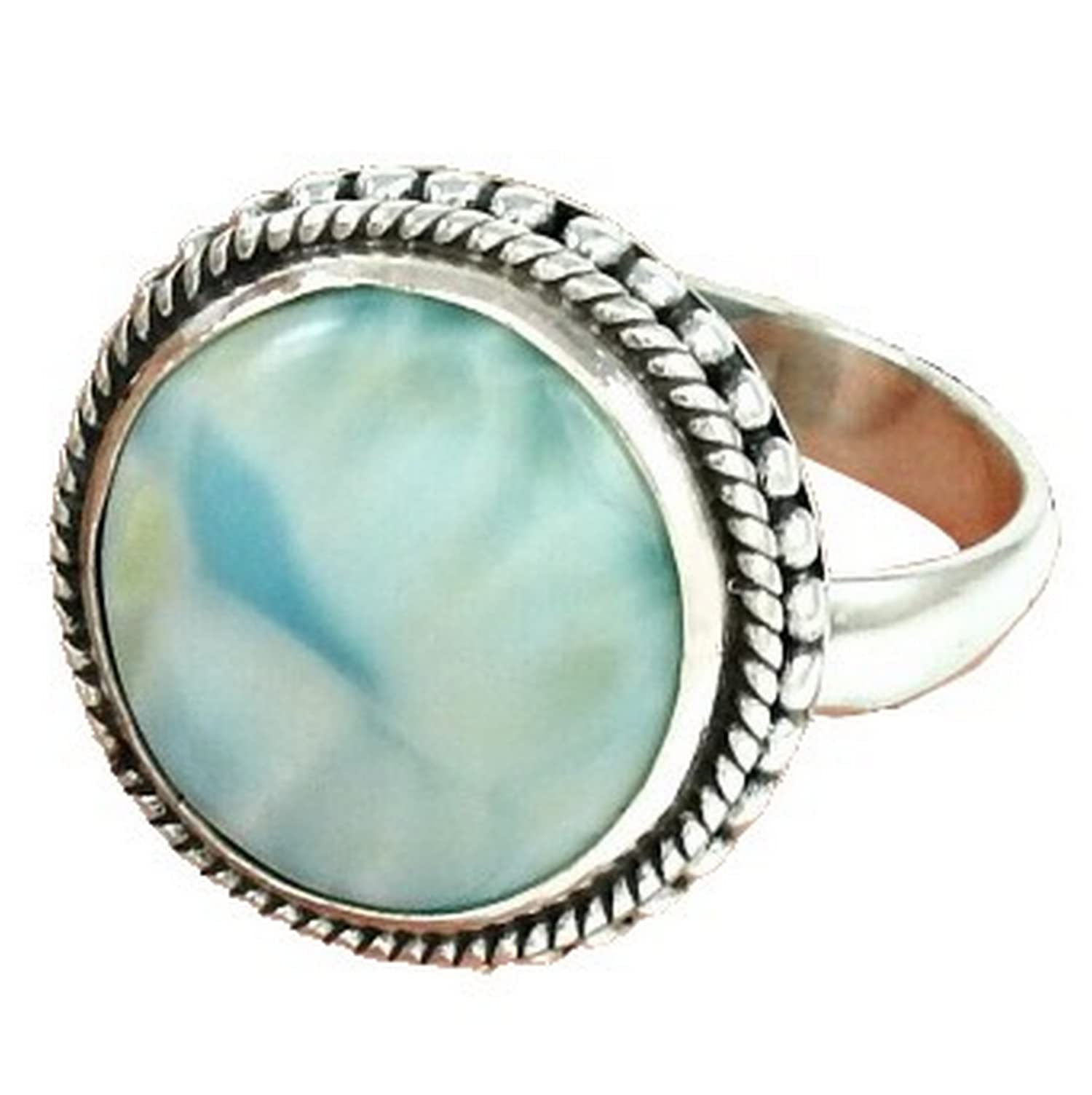 Anello da donna pietre preziose di Larimar, anello solitario, regali da damigella d'onore, anello boemo, regali, anello cool, anello fatto a mano di design, regali per la festa della mamma (larimar)