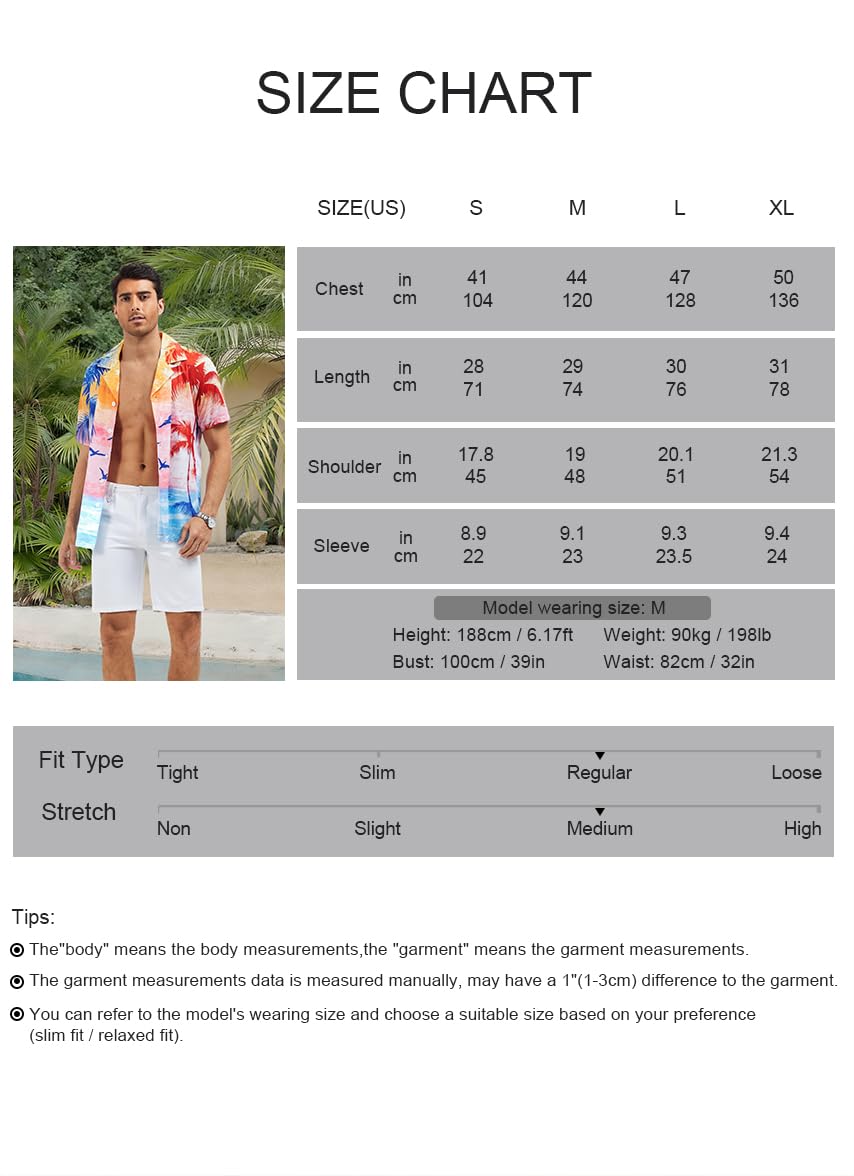 Camicia hawaiana da uomo a maniche corte floreale con palma abbottonata tropicale vacanza spiaggia camicia