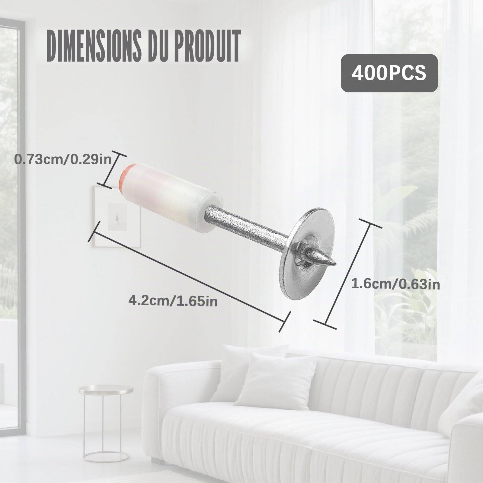 400 Clous Professionnels pour Pistolet à Ongles Manuel - 32mm x 7.3mm avec Rondelle 16mm en Acier Robuste - Idéal pour Fixations Durables sur Ciment, Bois et Métal