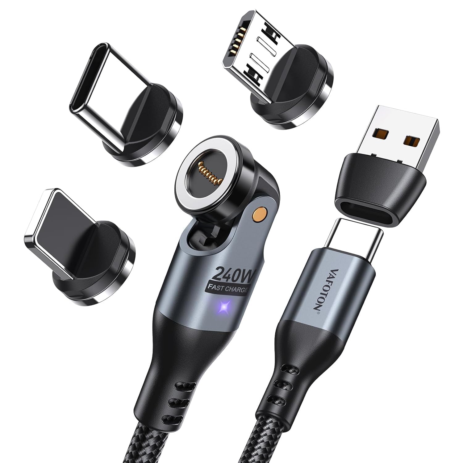 Adattatore Magnetico USB C 240W VAFOTON - Ricarica Rapida PD, 540° Rotazione, Per MacBook E Dispositivi USB C - Foto 9