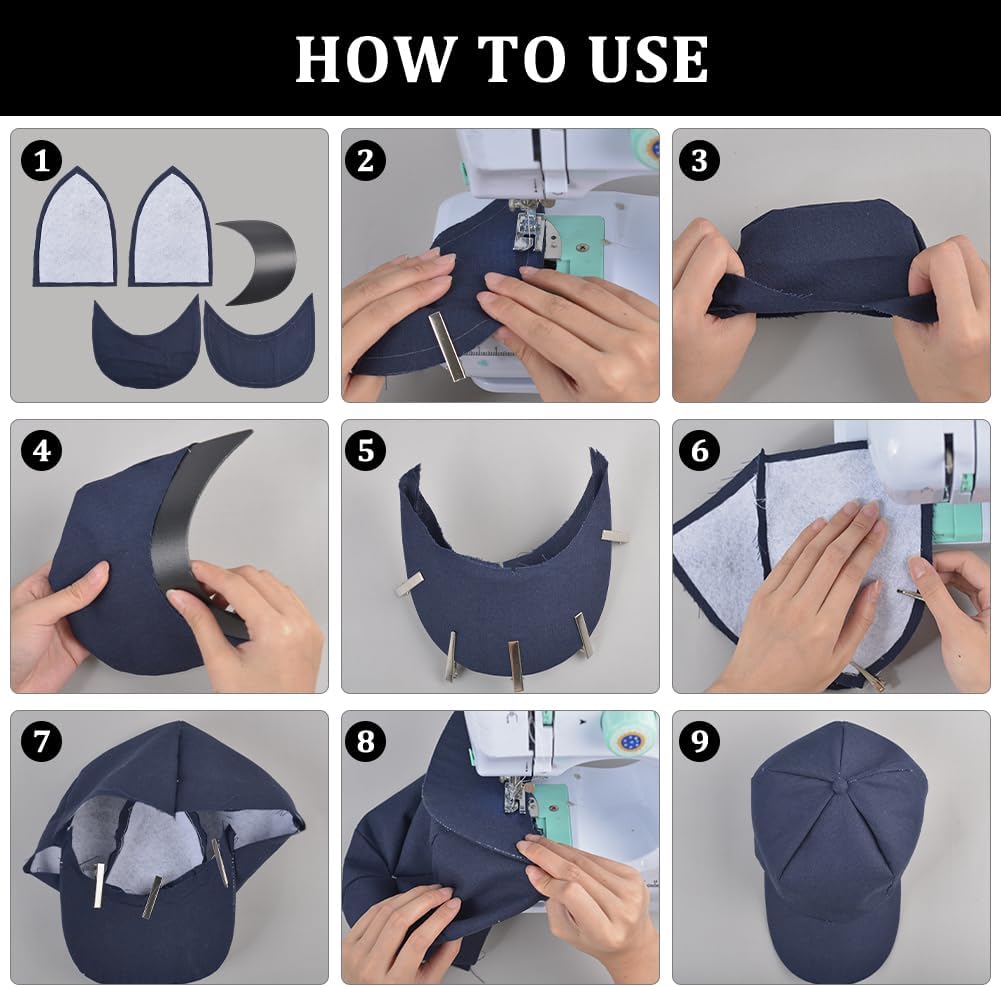 NBEADS 24 Pcs 4 Styles Baseball Cap Visor Insert, Plastic Hat Brim Board Tennis Hat Brim Replacement Liner Shaper