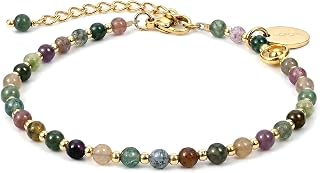 Morchic 3mm Natural Gemstone Beaded Bracelet for Women, Dainty Tiny Charm Jewelry, Adjustable 7.1-8.6" Ideal Birthday Holiday Gift