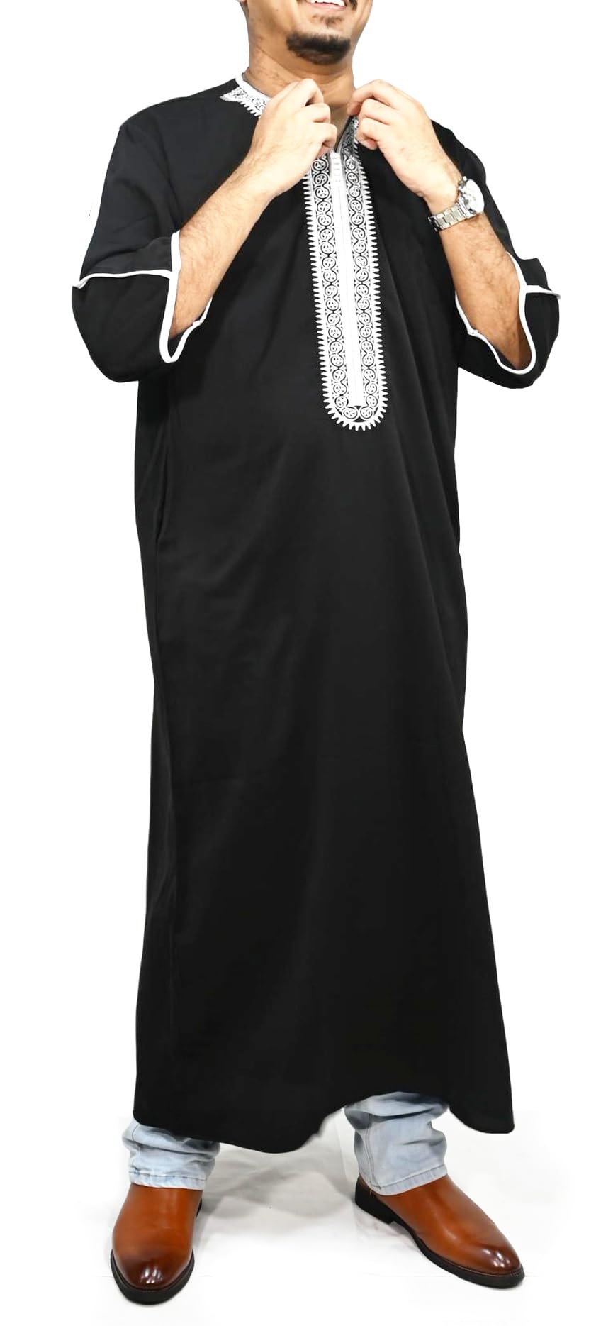 Robe Qamis Traditionnel Homme – Vêtement Musulman Caftan Djellaba Abaya