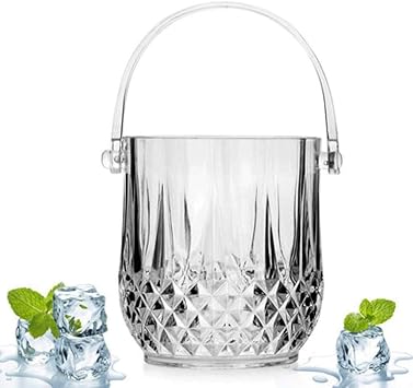 ice Bucket,Bucket with lid, Acrylic Crystal Ice Bucket Transparent Room Plastic Ice Bucket Bucket Utility Bar Bartending Tool