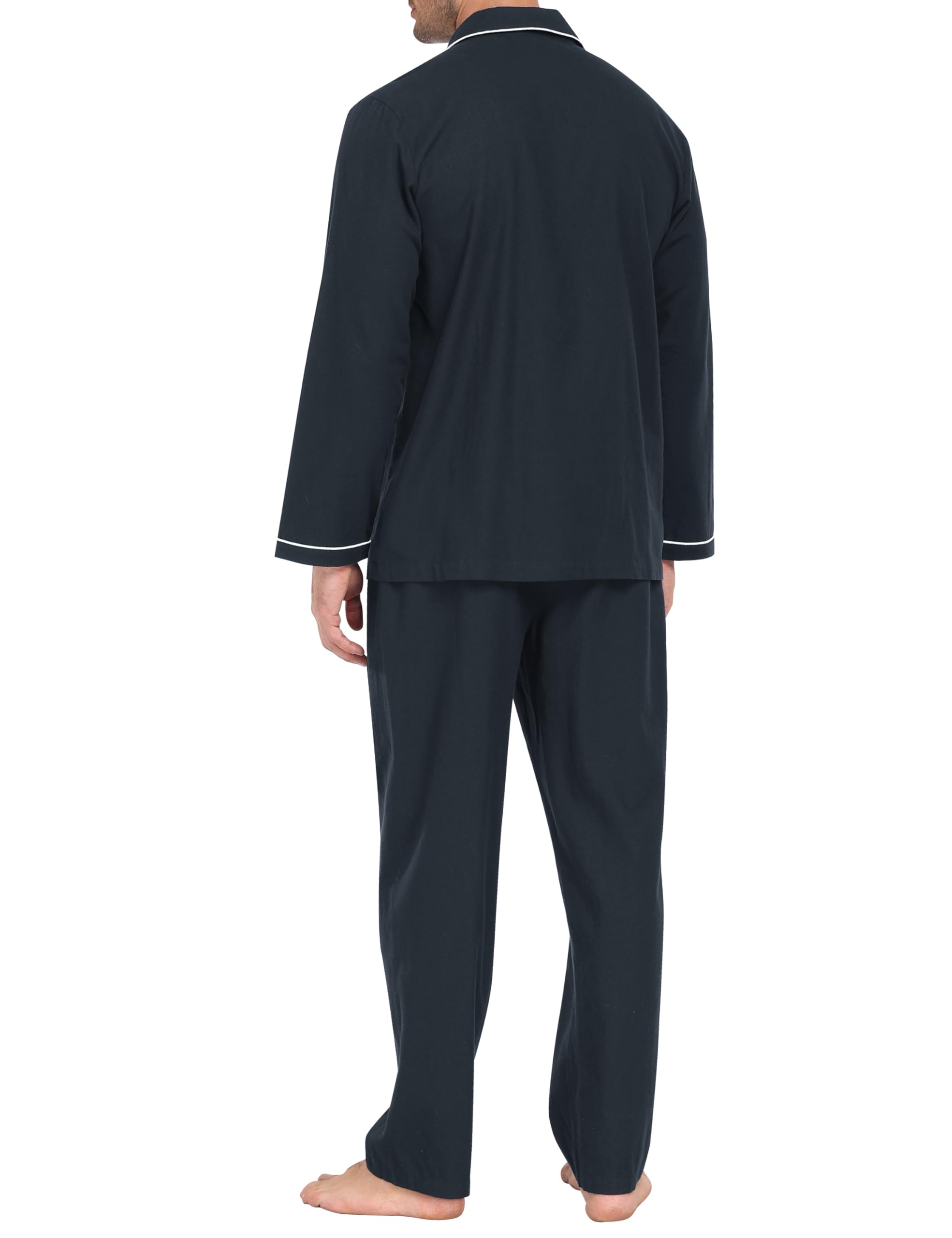 MoFiz Pijamas Hombre Largo Invierno Algodón Conjunto de Pijama con Botones Manga Larga Cuello en V Ropa de Dormir con Bolsillos Talla M- 4XL