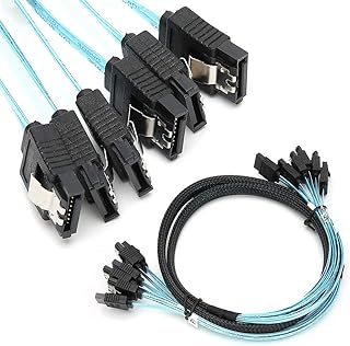 flexman 1m SATA3.0 x 6 High Speed Hard Drive Data Cable, 6 Interfaces Hard Drive Cable with Metal Latches, SSD Solid State Drive to Motherboard Converter Cable