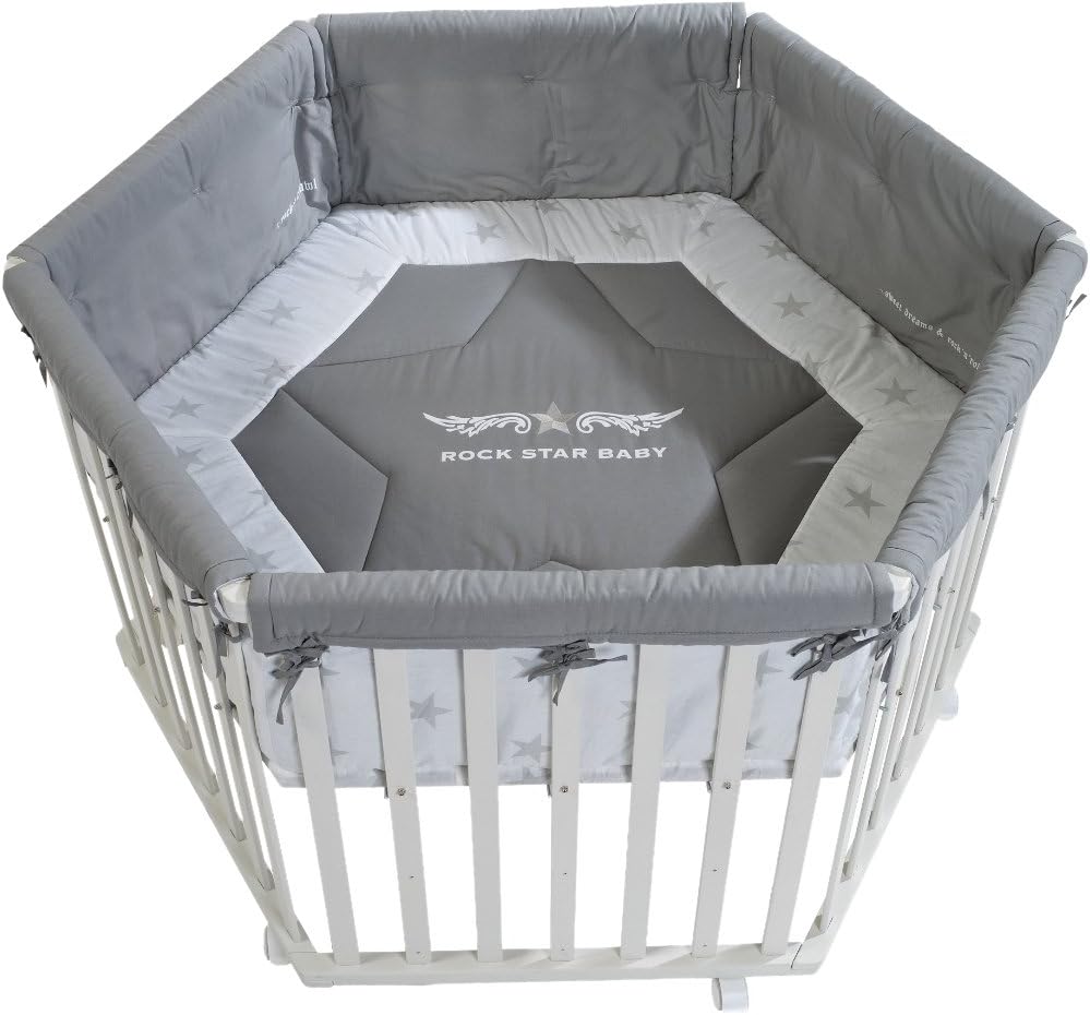 Roba Parc Rock Star Baby 2 Parc Hexagonal Parc Sur Avec Tour De Parc Et Roulettes Avec Freins Grille Pour Bebe Bois Naturel H 72 5cm Diametre Exterieure 1cm Barres Planes Amazon Fr Bebe Et Puericulture