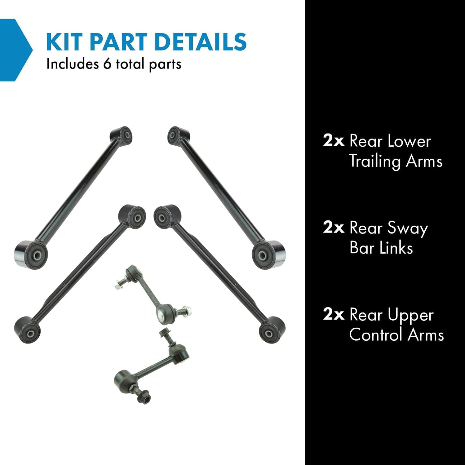 TRQ Rear Suspension Kit Control Arm Sway Bar Stabilizer Link Trailing Arm Compatible with 04-07 Buick 02-09 Chevrolet GMC Isuzu 02-04 Oldsmobile 05-09 Saab