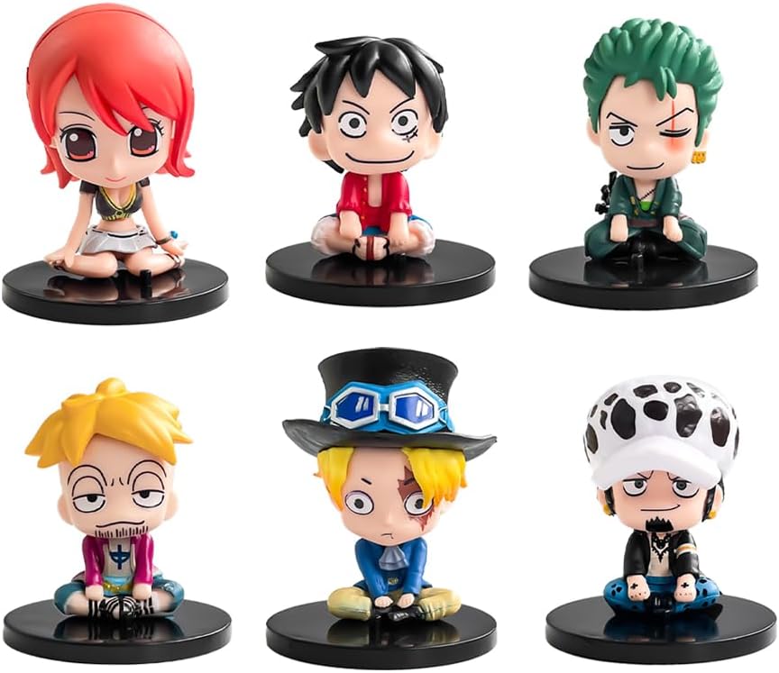 One Piece Figures Collectible ‌Decoration‌, Cartoon Theme Desktop Decoration Party Supplies Gifts for Fans Figure Set 6pcs (OP1)
