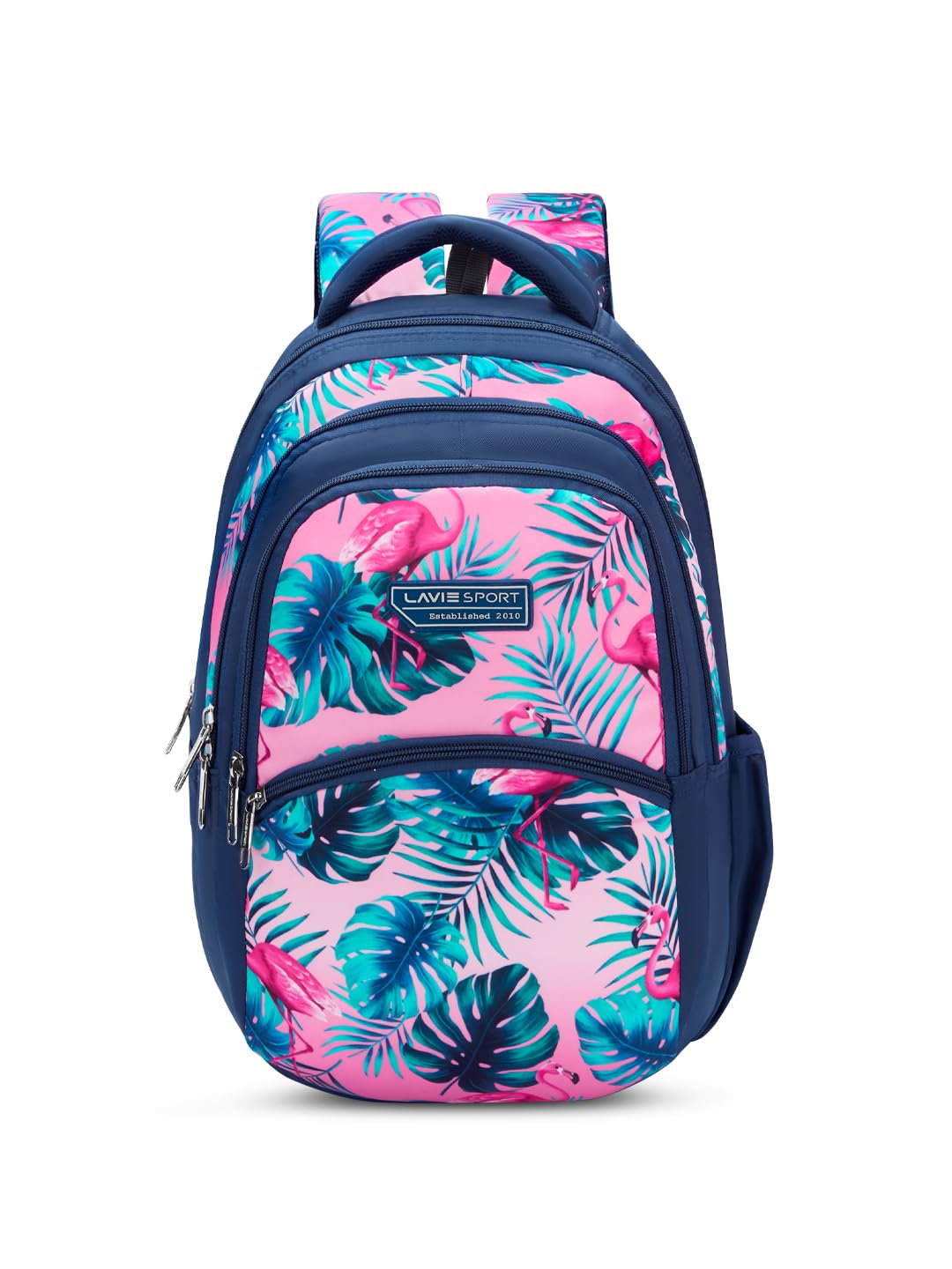 Flamingos 30L Navy Backpack |Organizer & Bottle Holder |Gift for Men, Women, Boys, Girls | Laptop Sleeve for School & College-image-38