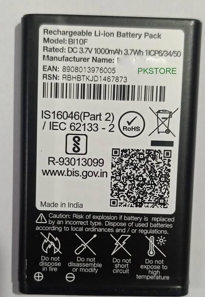 pkstore generic compataible for jio bharat v2 4g 1000mah bi10f battery + waranty