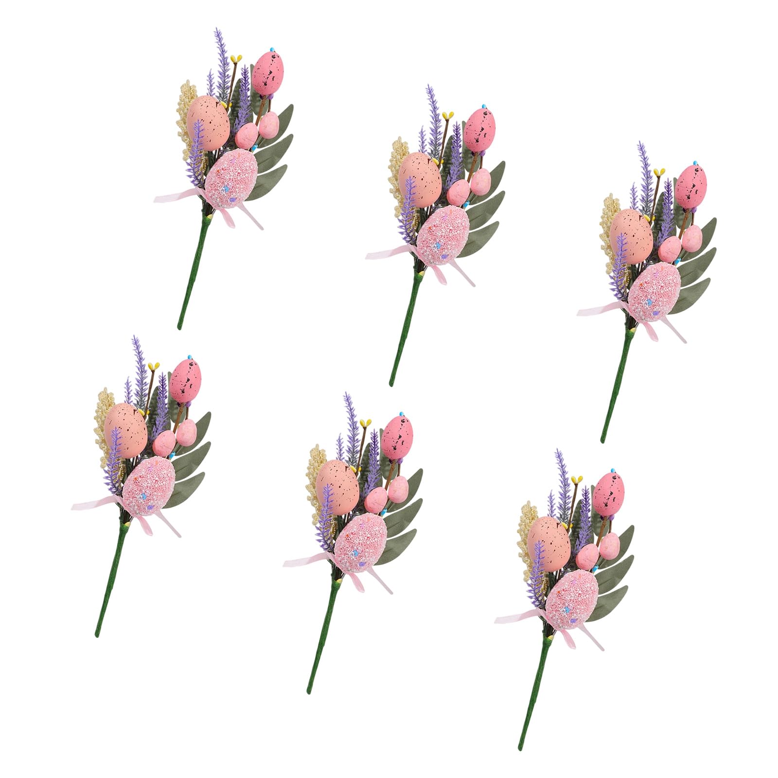 Snorvixre 6Pcs Easter Eggs Artificial Flower Bouquets for Mantels Tabletop Holiday Decoration Centerpieces Easter Party Supplies Decorations