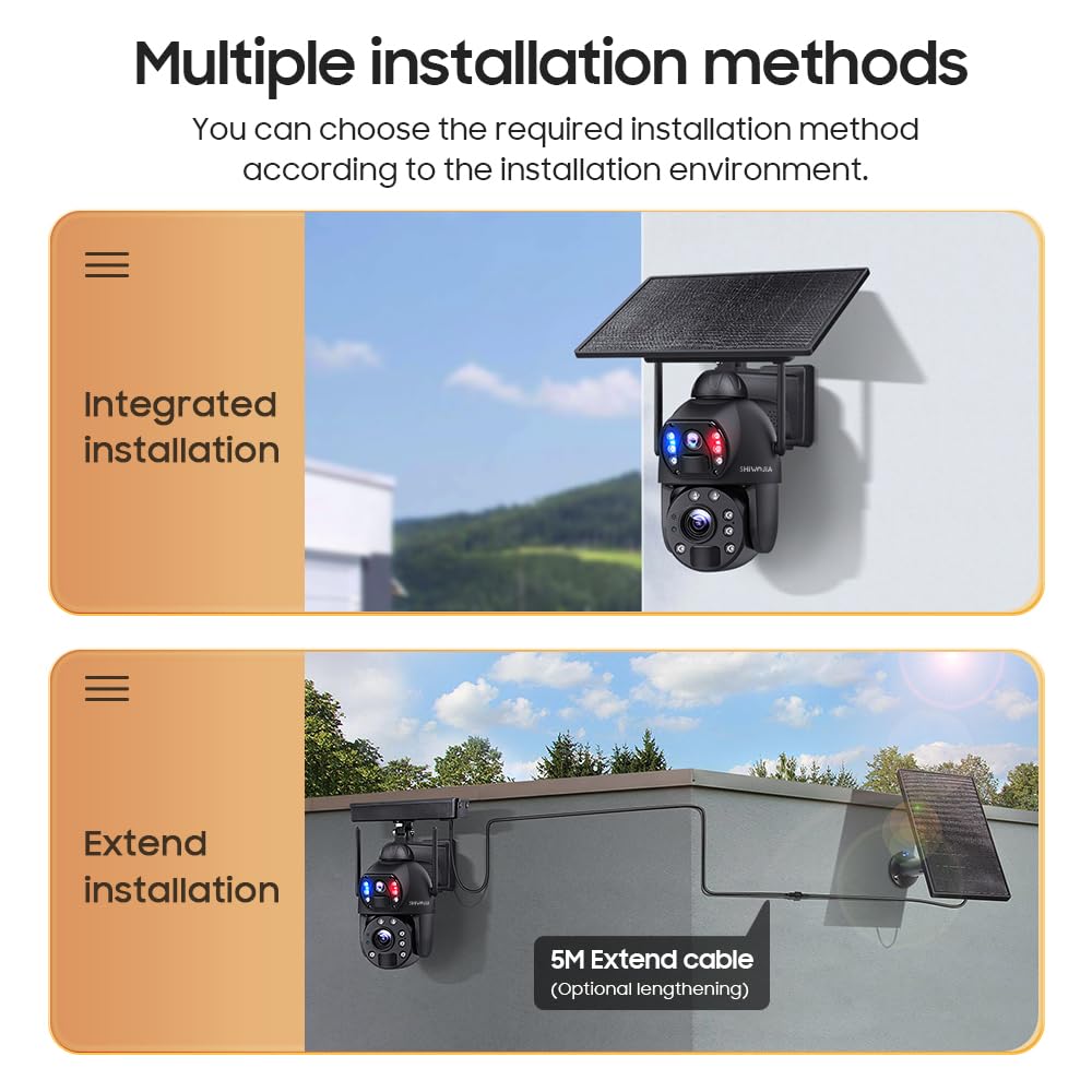 SHIWOJIA Telecamera con Sim 4G da Esterno 20X Zoom 360° PTZ Telecamera da Esterno 4G con Doppia Lente, 20000 mAh Batteria, Visione Notturna a Colori, PIR Rilevamento Intelligente