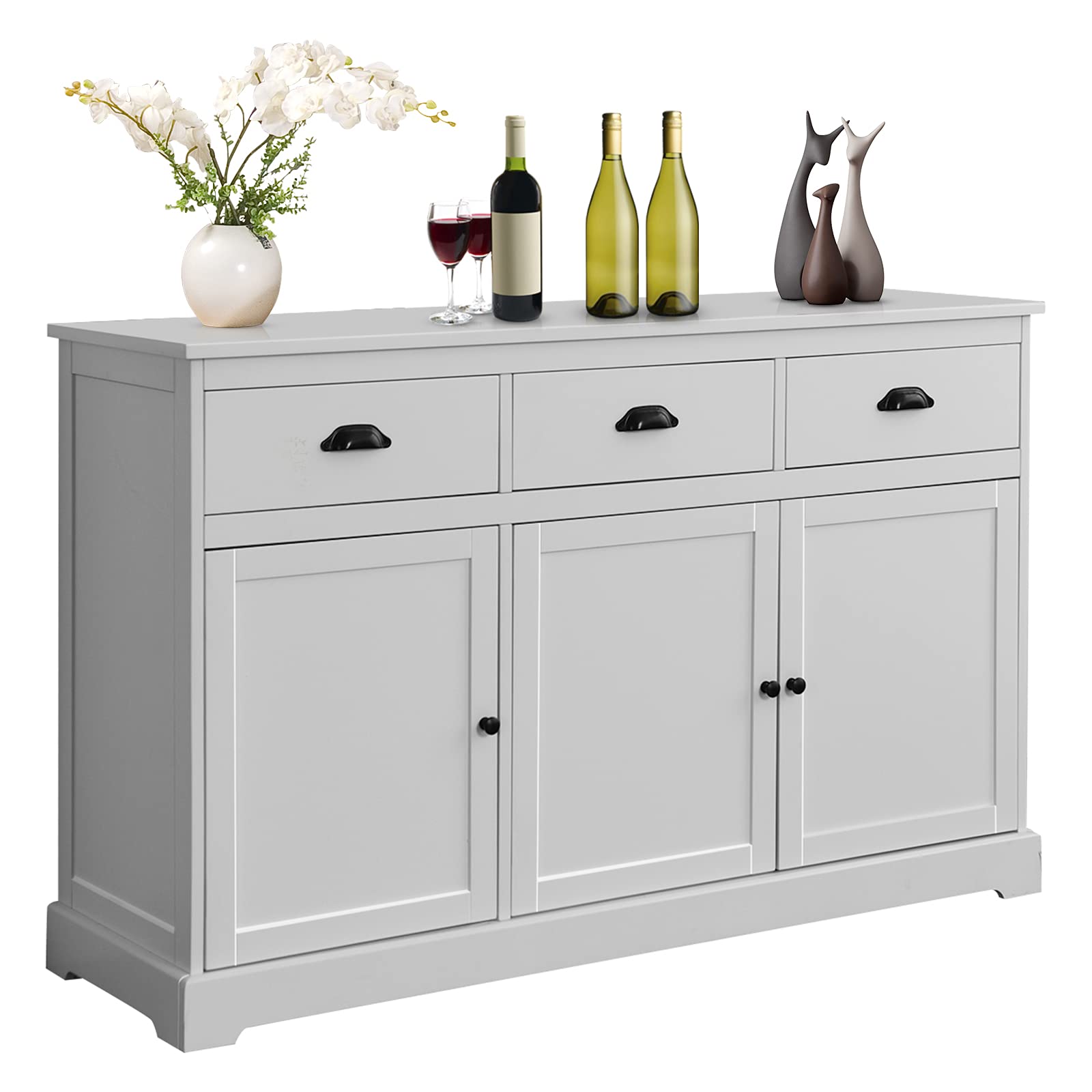 Giantex 3-Door Buffet Cabinet With Drawer - 35"x16"x31.5" Kitchen Storage Cupboard