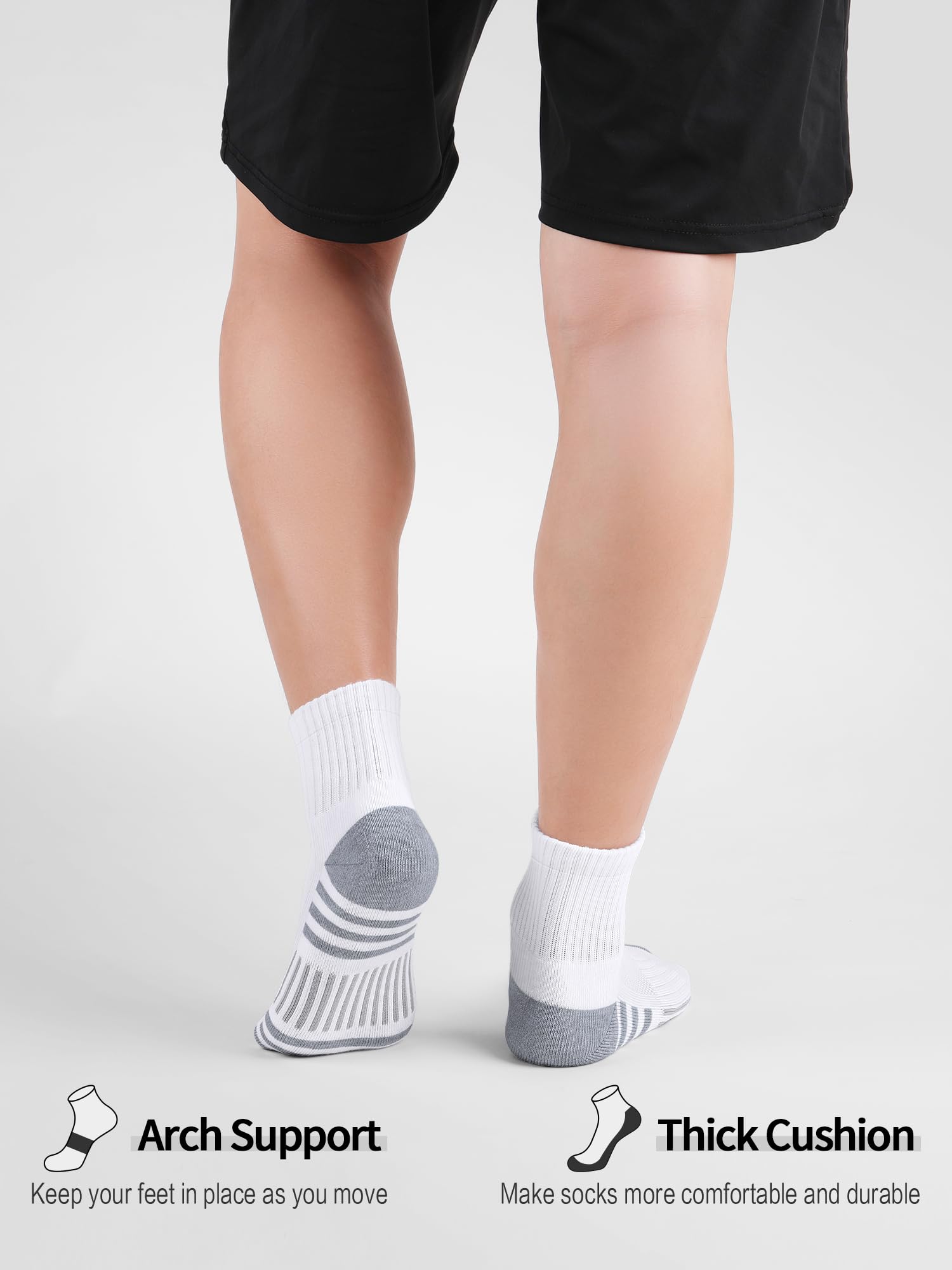 Airacker Calcetines deportivos con cojín para correr para hombres y mujeres, 6 pares