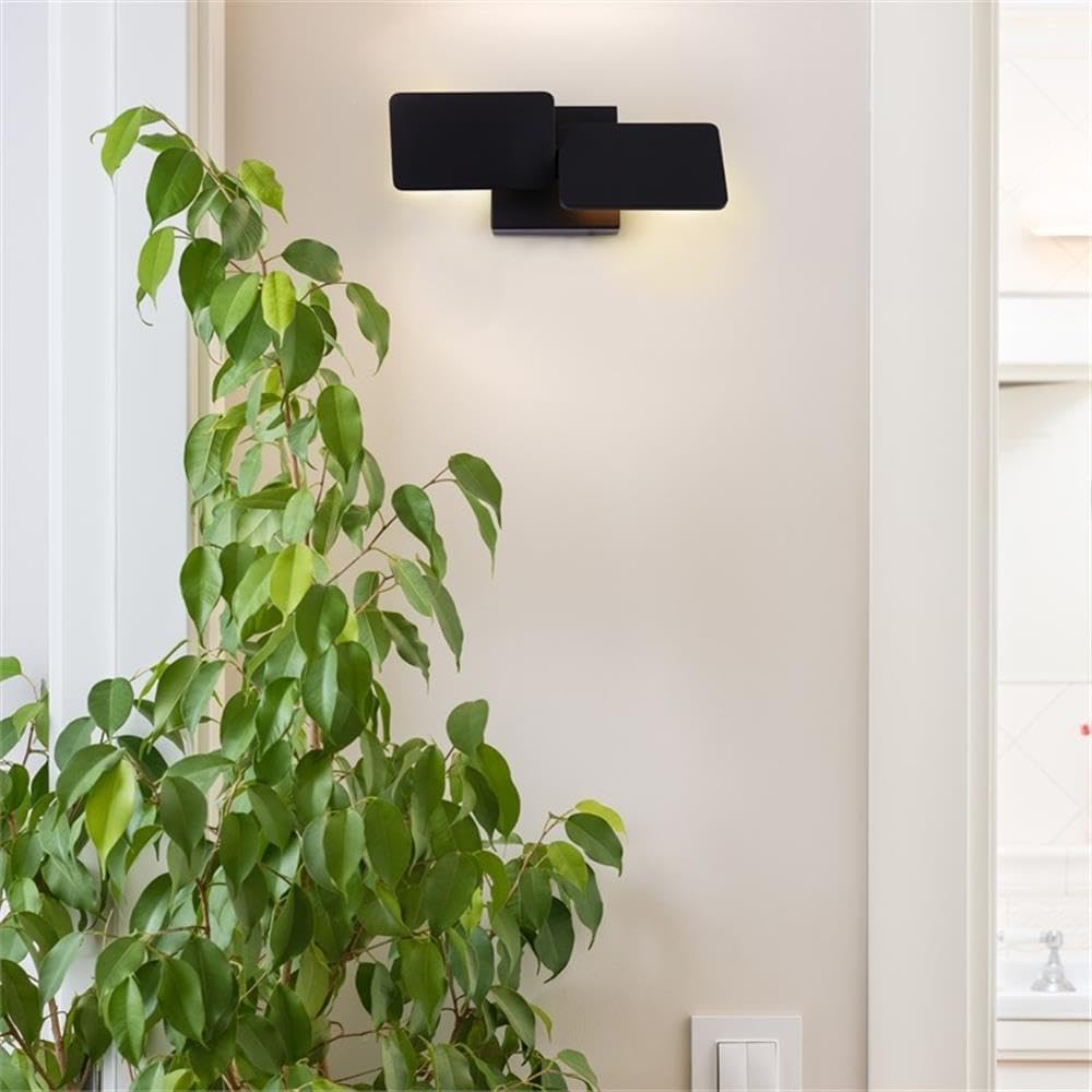 Pemberly Row 12" Rotative Integrated LED Wall Sconce, Black Aluminum Finish, Dimmable Modern Light Fixture, ETL Certified, Up and Down Directional Lighting for Dry Locations, Energy Efficient