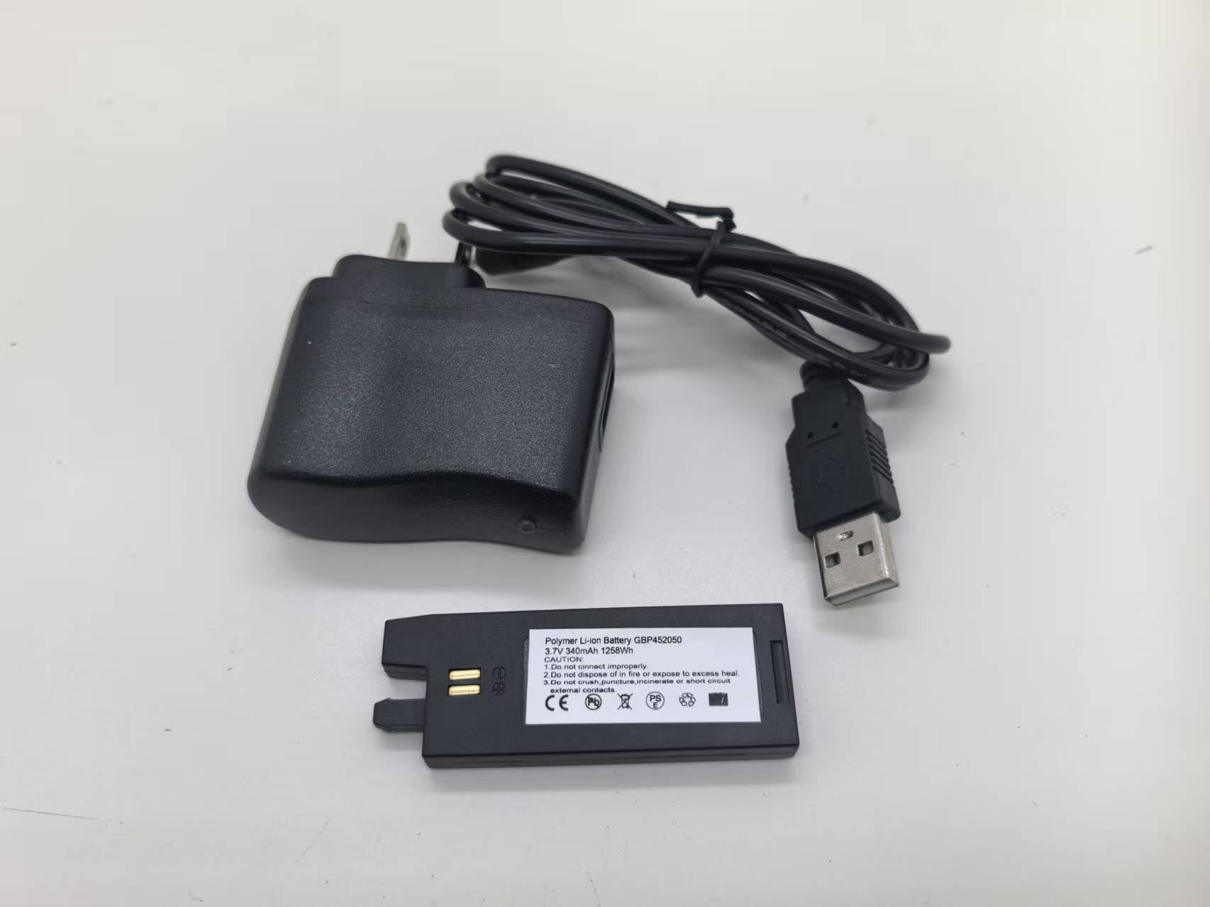 Replacement Charger and battery for Gibson G-Force Auto-Tuner, GForce, Min-ETune-System Automatic Tuning System, minEtune, GBP452050 Polymer Li-ion Battery 3.7V 340mAh 1.258wh