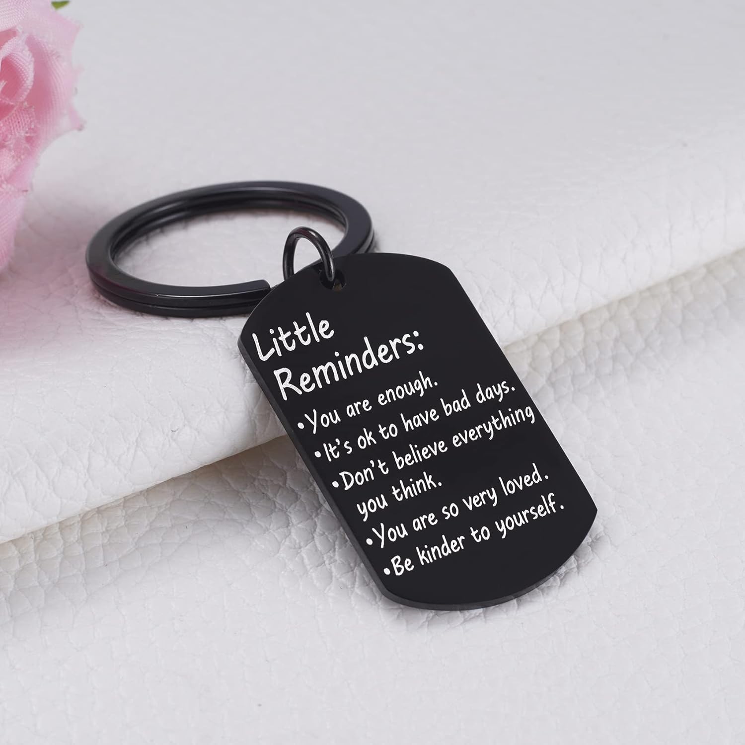 Little Reminders Keychain, Mental Health Gift, You Are Enough Key, Daily Affirmation Inspiration Uplifting Quotes, Self Love - Image 2