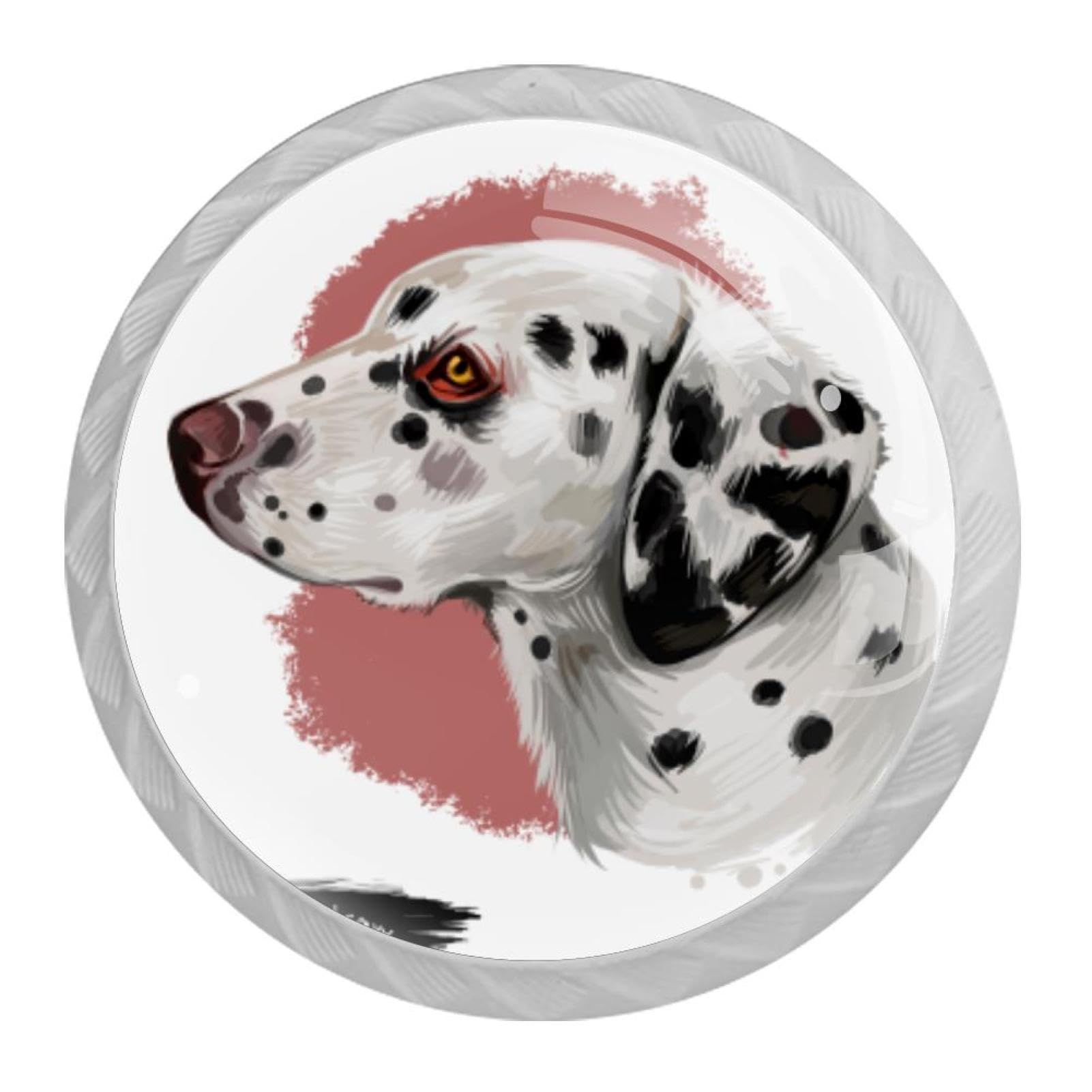 Tqmspg Multi18 4 Pieces Drawer Pulls Dalmatian Dog Door Knobs Dresser Handles For Kitchen Wardrobe Cupboard Hardware Furniture