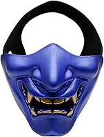 Vista 40 de AOUTACC Mascarillas de media cara Airsoft, monstruo demonio malvado, Kabuki, Samurai, Hannya Oni, máscaras protectoras de media cara, baile