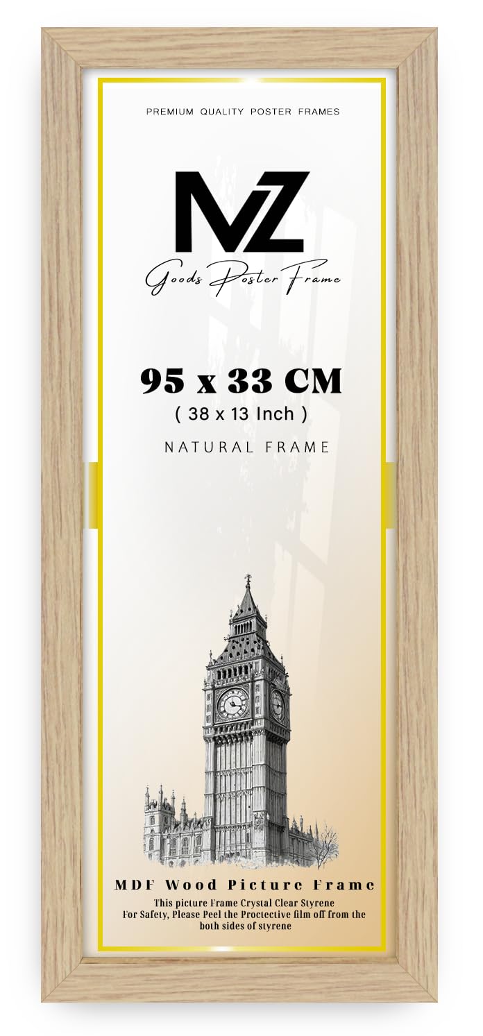Mz Goods Oak | Mdf Poster Frame (95 X 33 Cm) 95 For Art, Portrait & Wall Gallery, Mdf Wood Finish, Comes With Easy Hanging Hooks [ ]