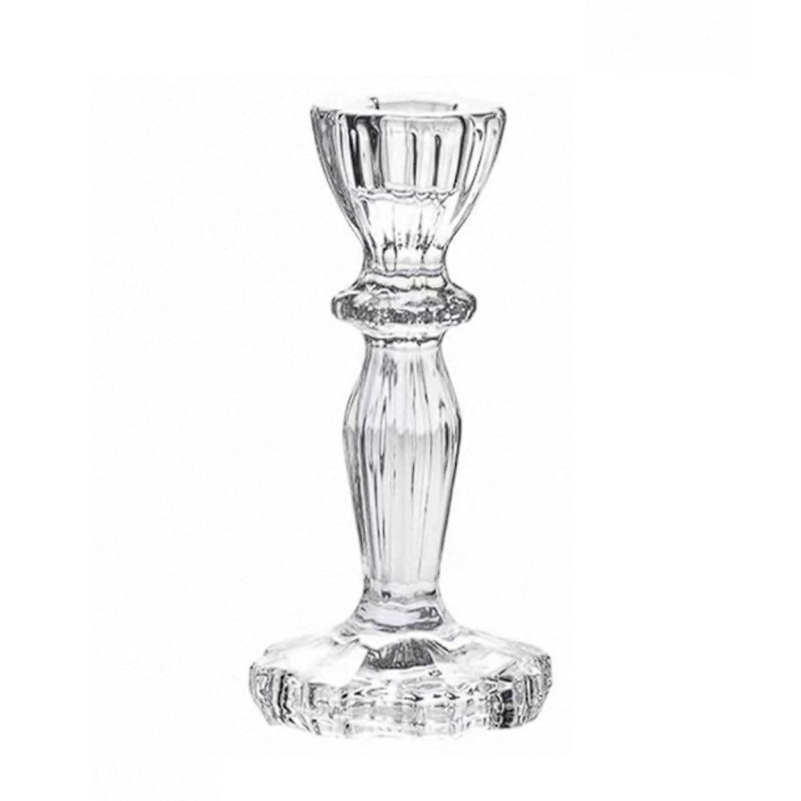 Retro Crystal Glass Candle Holder Romantic Candlelight Dinner and Wedding Photography Prop Transparent Glass Candlestick