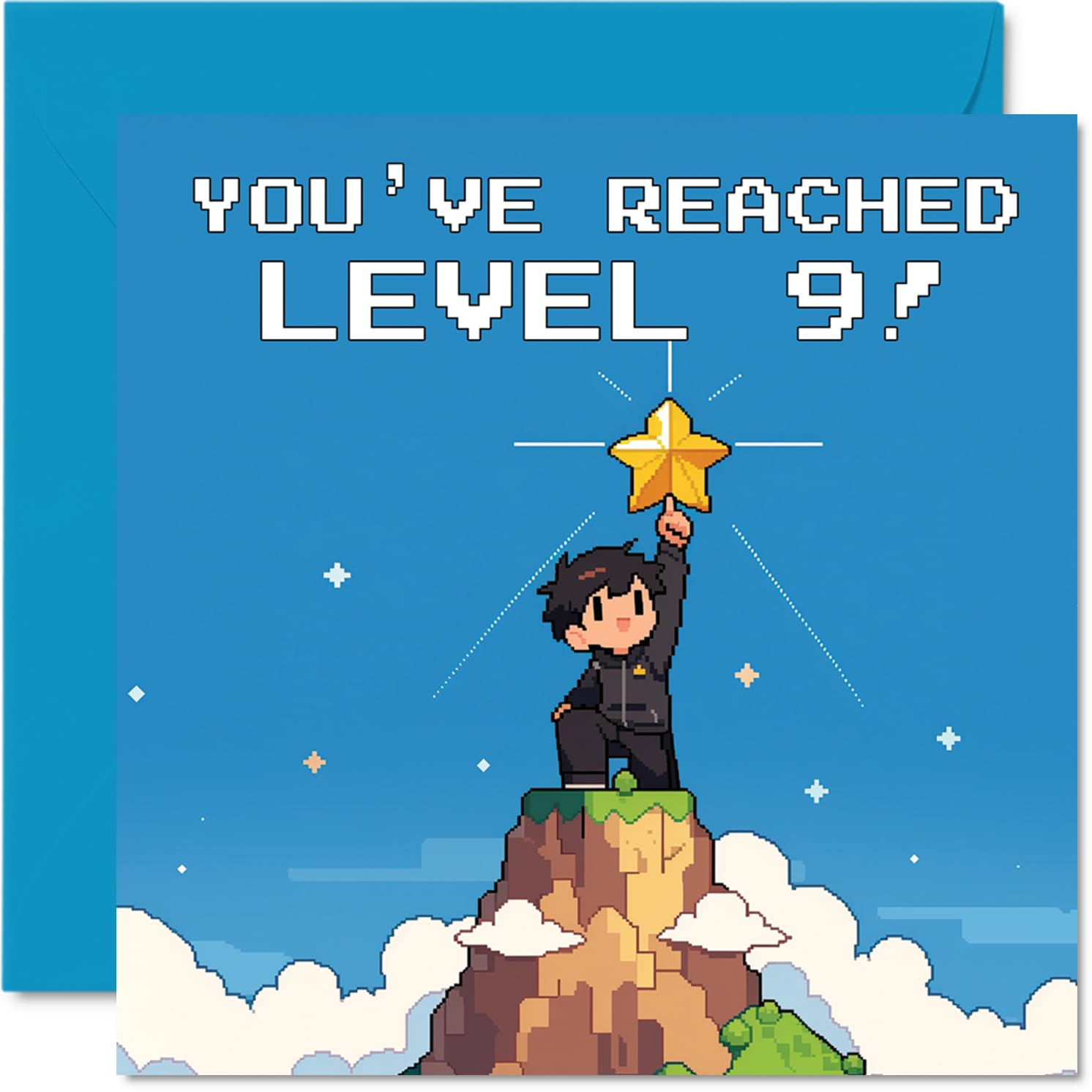 Playful 9th Birthday Card, Level Up Celebrations