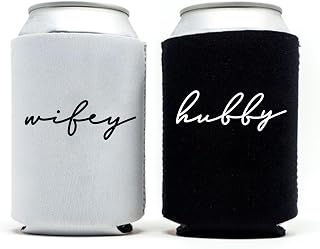 Honeymoon Essentials Gifts - Hubby and Wifye Novelty Can Cooler.