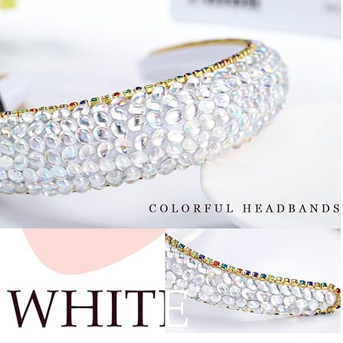 Vista 12 de Diademas barrocas anchas con diamantes de imitación con purpurina y lazos para el pelo con cuentas, bandas para la cabeza coloridas de cristal
