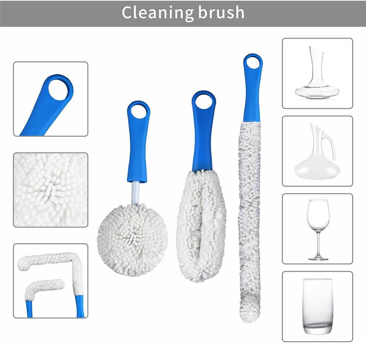 Wine Decanter Drying Stand with Cleaning Brush and Decanter Cleaning Beads,Wine Decanter Drying Rack with Rubber Coated Top to Prevent Scratches.Decanter Cleaner for Standard Large Wine Decanters. - Image 3