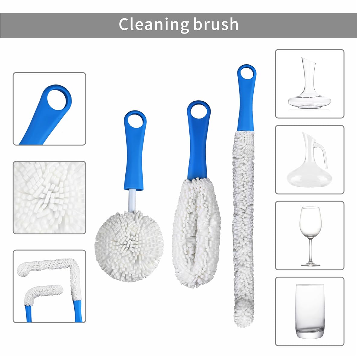 Support de séchage pour carafe à décanter avec brosse de nettoyage et perles de nettoyage, égouttoir à décanter à vin avec dessus recouvert de caoutchouc pour éviter les rayures. Décanteur de