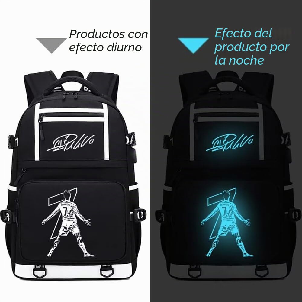 Jugador De Fútbol Estrella Rd7 Multifunción Luminoso Mochila Viaje Fútbol Club Fans Portátil Mochila