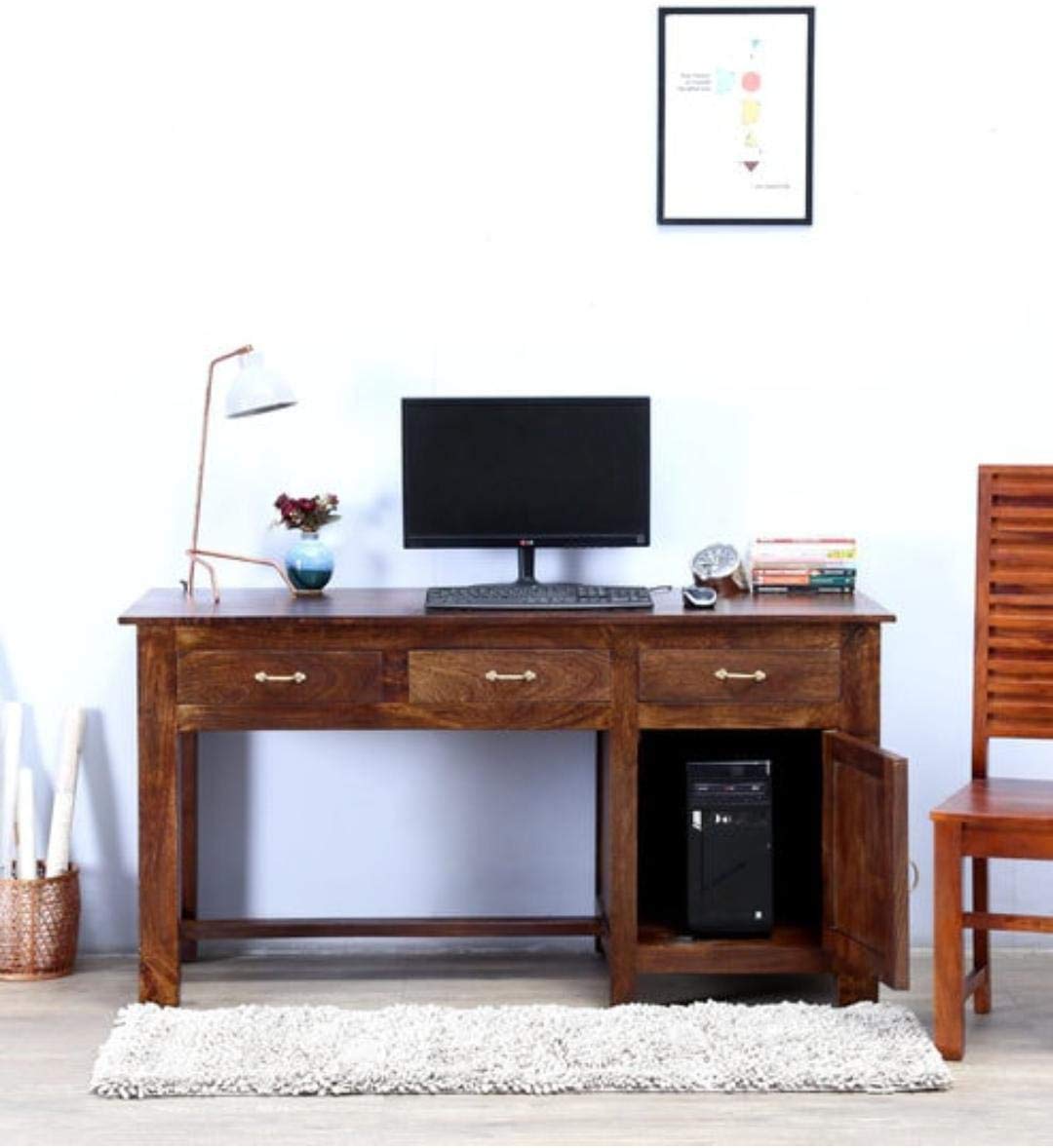 DHAMU CRAFT Solid Wood Office Study Desk for Home | Laptop Computer ...