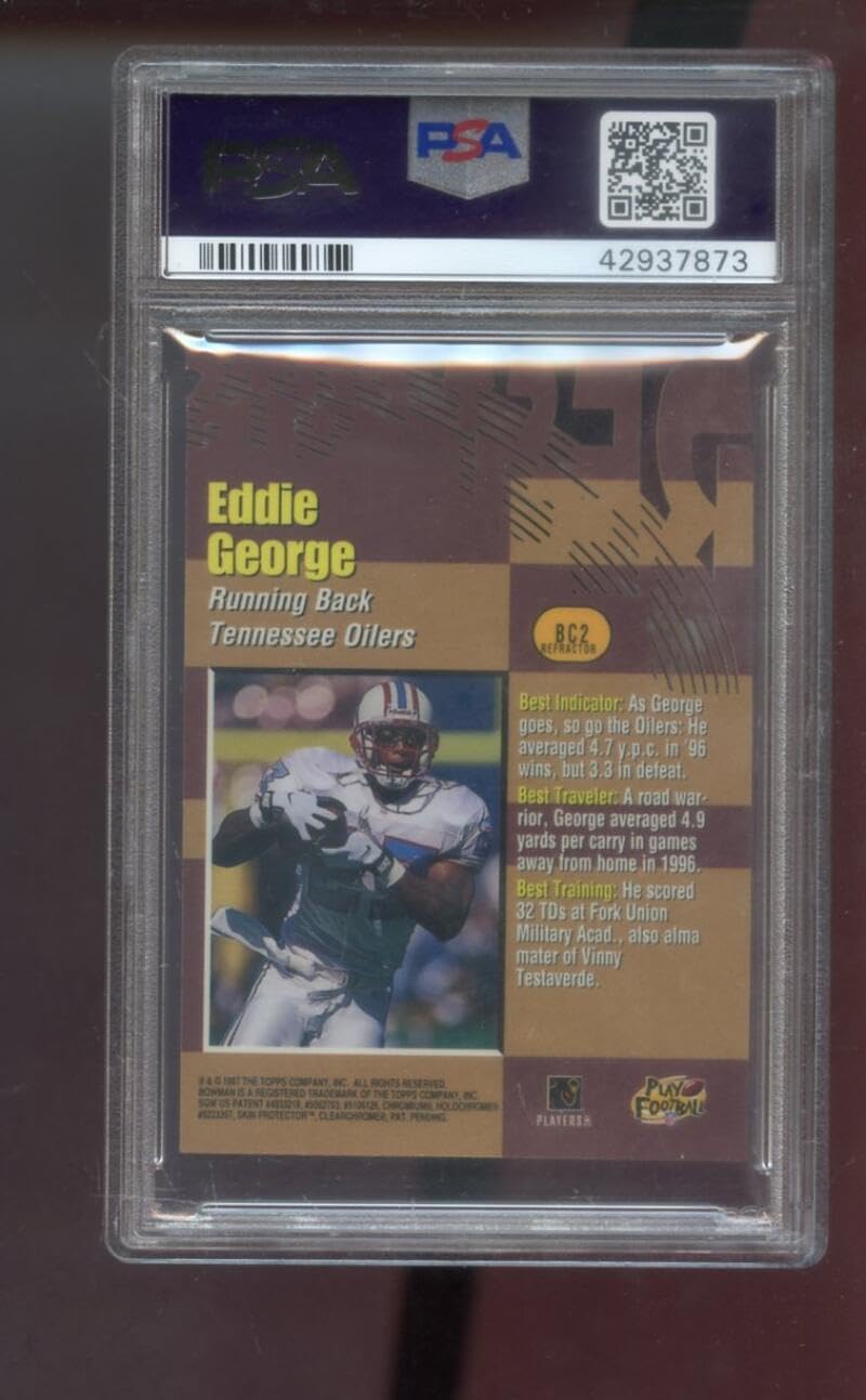 1997 Topps Bowman's Best Cuts REFRACTOR #BC2 Eddie George PSA 9 Graded Football Card NFL Tennessee Oilers Bowmans