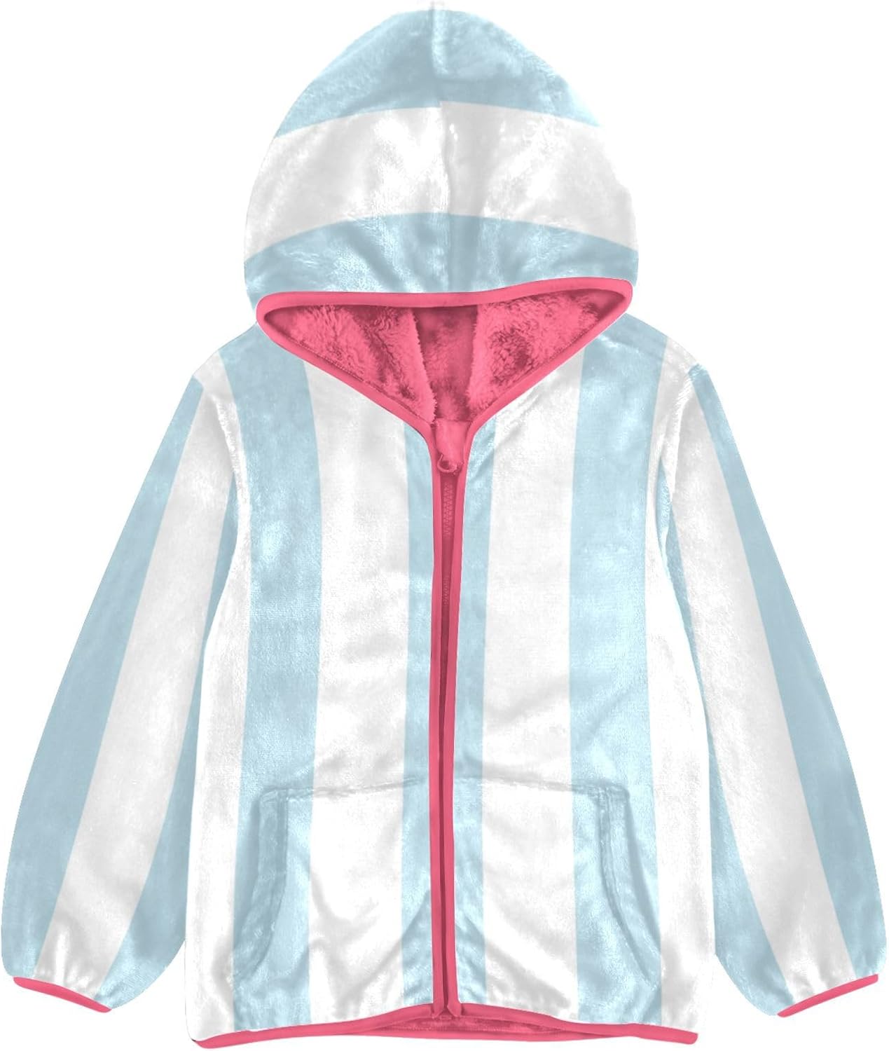 GuoChe Light Blue Stripe Baby Boy Fleece Jacket Hoodies