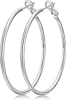 Senteria 925 Sterling Silver 2mm Thin Hoop Earrings Women Hypoallergenic Lightweight Large Gold Plated Hoops 20/30/50/70mm
