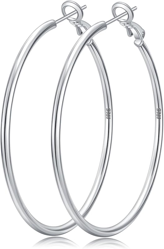 2mm 925 Sterling Silver Gold Hoop Earrings for Women 20/30/50/70MM | Hypoallergenic Lightweight Thin Large Big Hoops Nickel Free Sensitive Ears Comfortable Everyday Jewelry Earring for Birthday