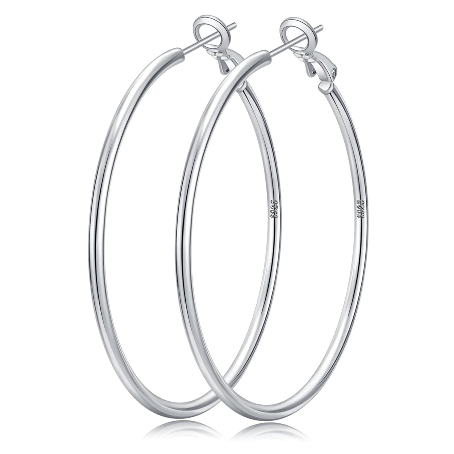 Senteria 2mm Wide 925 Sterling Silver Hoop Earrings for Women Hypoallergenic Lightweight Thin Large Big Gold Plated Hoops