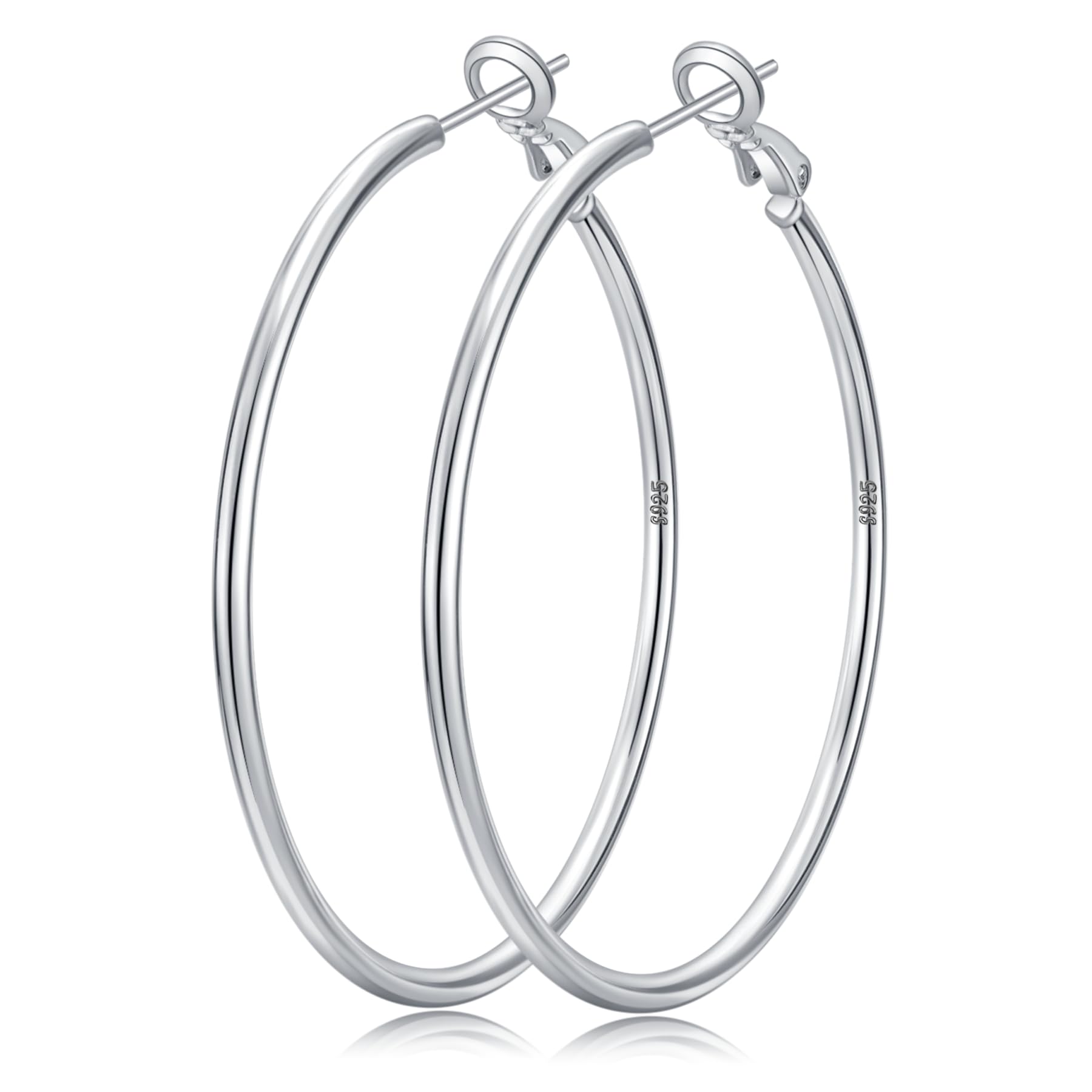 Senteria 2mm Wide 925 Sterling Silver Hoop Earrings for Women Hypoallergenic Lightweight Thin Large Big Gold Plated Hoops