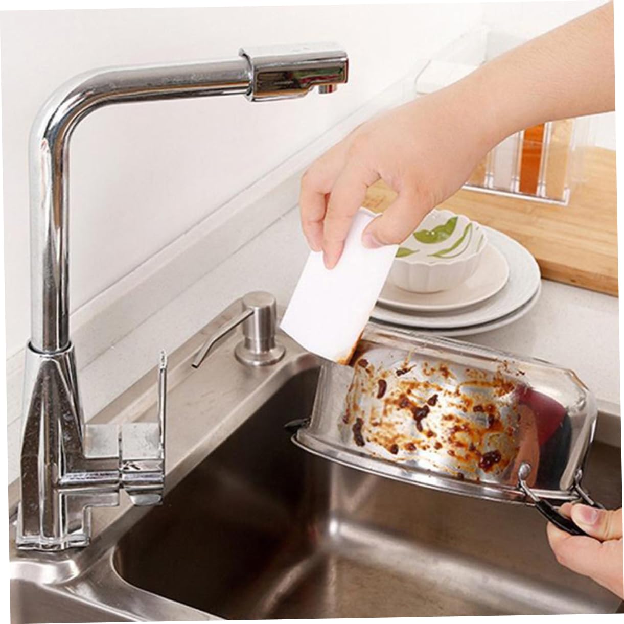 100piezas Nanoesponja Limpiadora De Cocina Esponja Descontaminante Potente para Limpieza Diaria Superficies Duras
