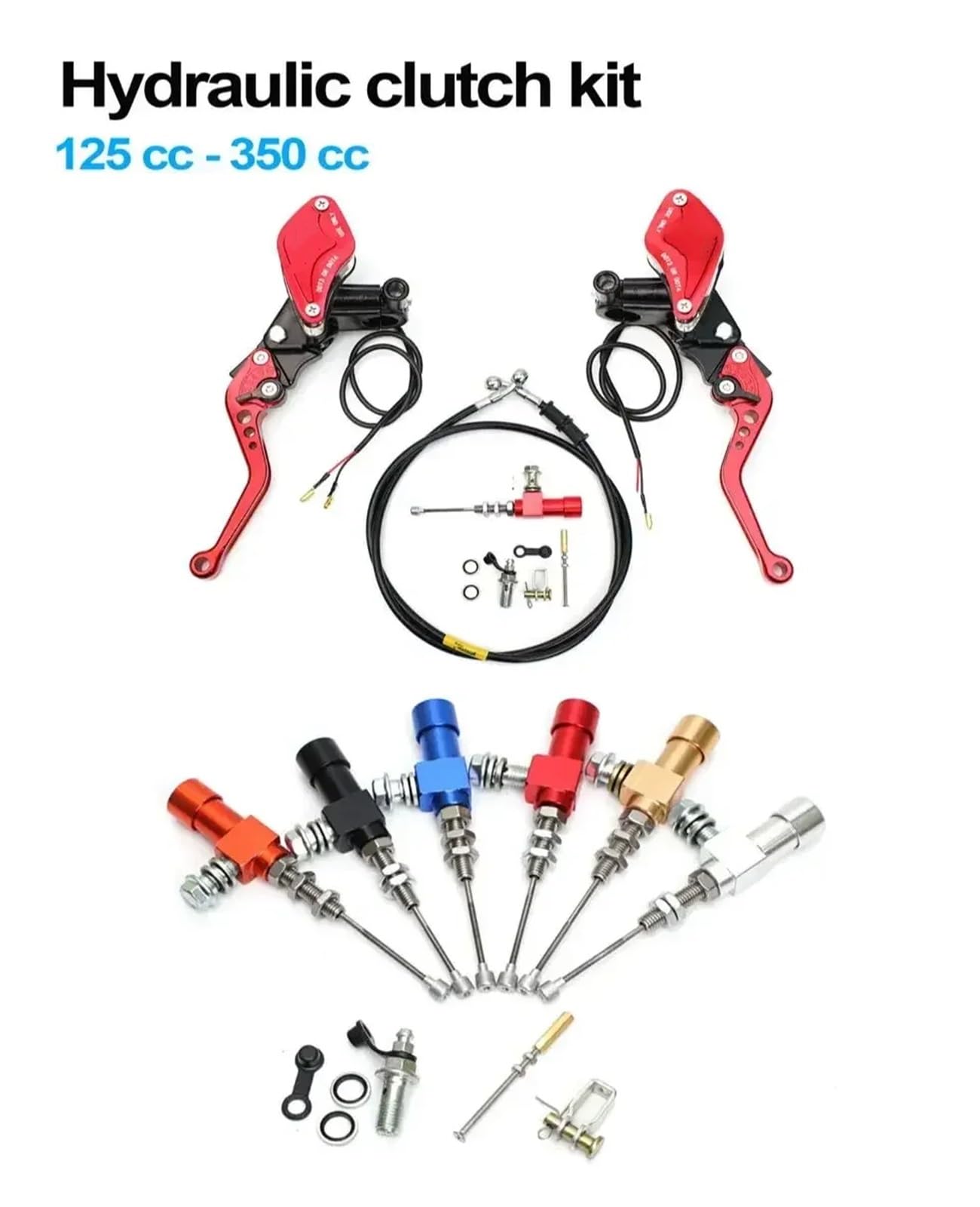Kupplung Bremshebel 7/8-Zoll-Lenker Motorrad Hydraulische Kupplung Kit Bremse Master Zylinder Öl Schlauch Bremshebel Kit Kupplungshebel Motorrad(Yellow one Set)
