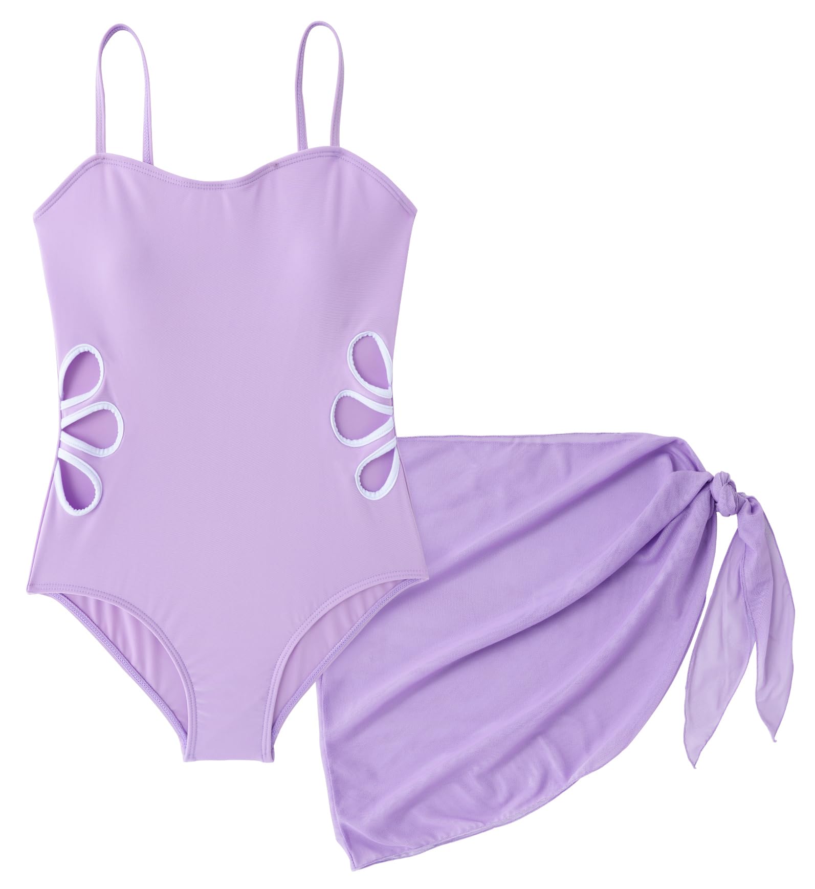Happy Cherry Traje de baño de una pieza para niñas con corte de verano y falda para cubrir