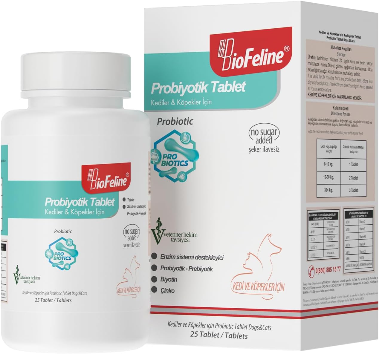 Biofeline Tablet Probiyotik Kedi ve Köpek 25 Tablet