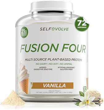 Fusion Four Vegan Protein Powder - 21g Plant-Based Protein Powder - Gluten Free, Soy-Free and Dairy Free Protien Powder, for Smoothies and Shakes - Vanilla Protein Powder - 5lbs